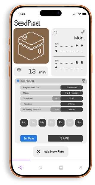 SeedPixel app irrigation plan screen