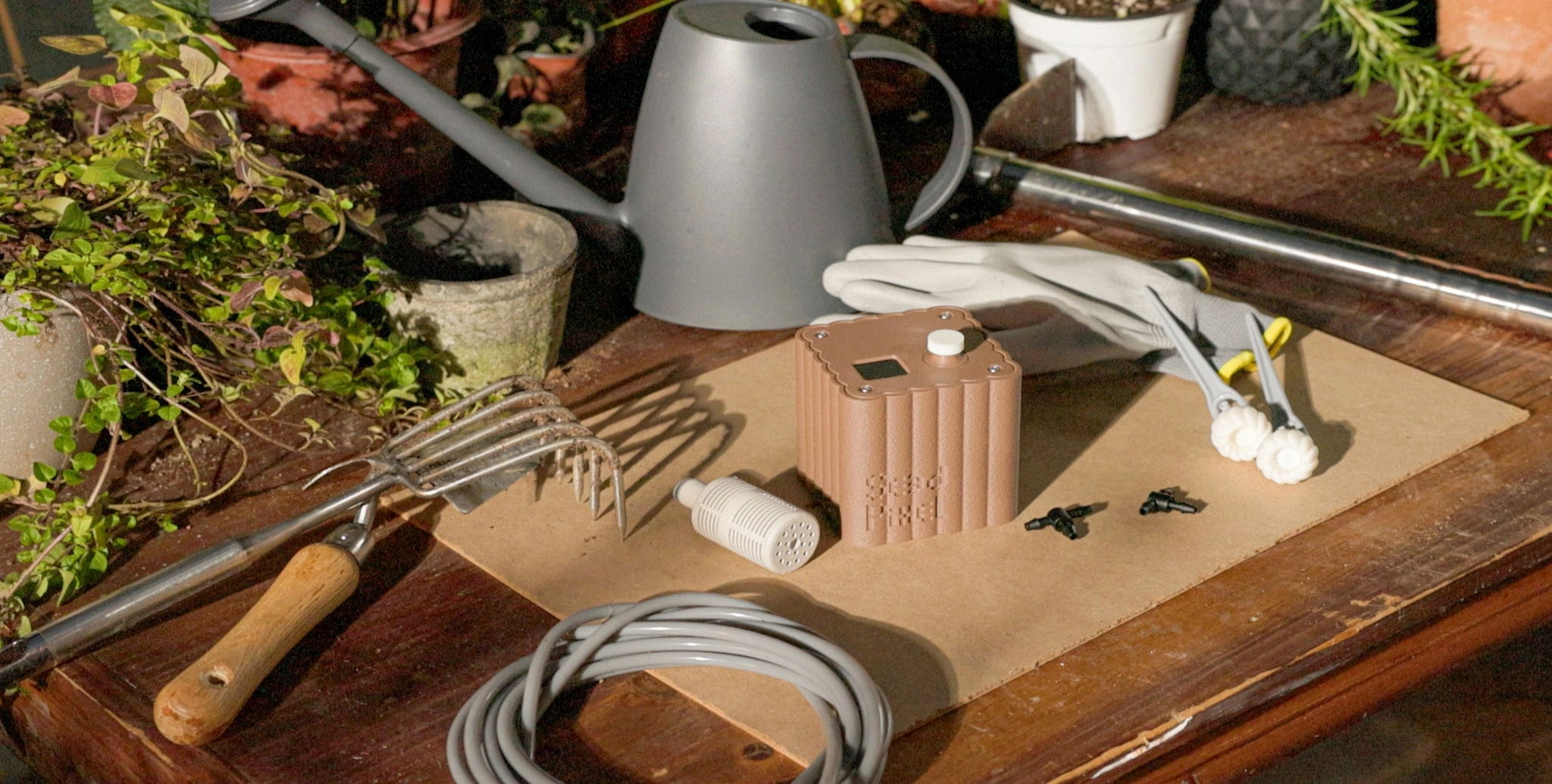 SeedPixel MP26-01 micro pump kit on a garden worktable