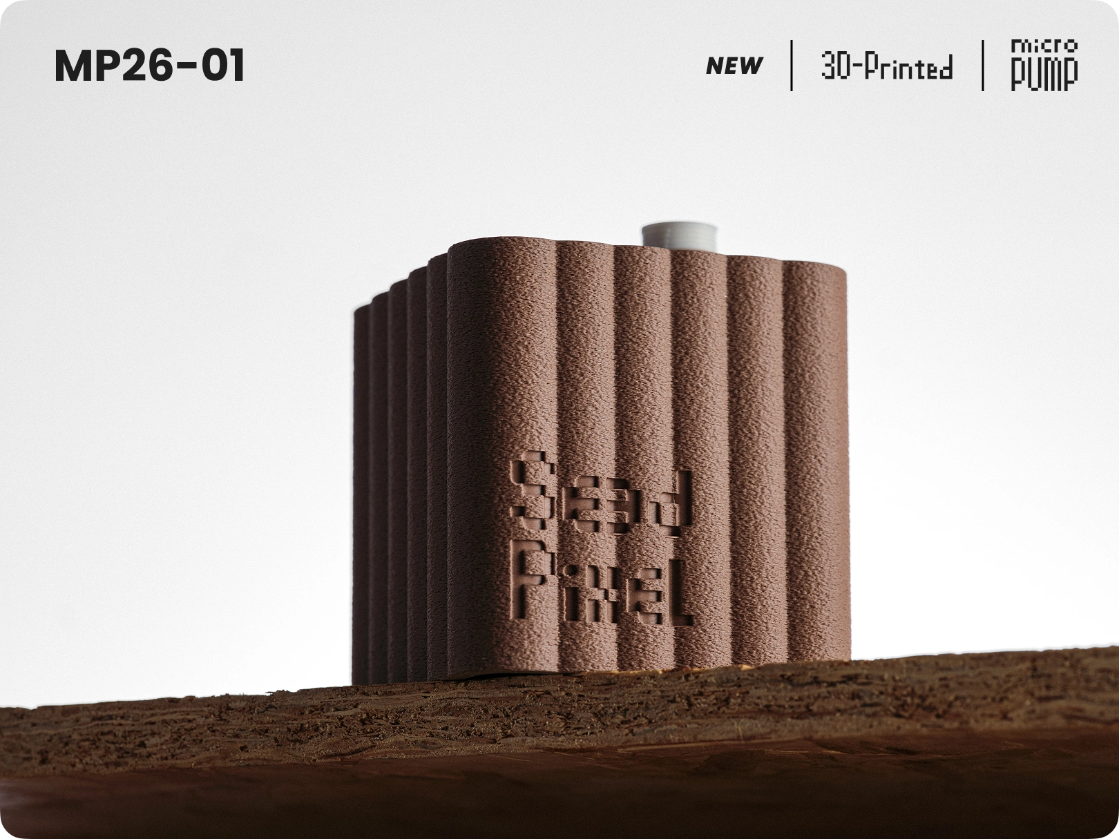 MP26-01 brown unit on a wood shelf